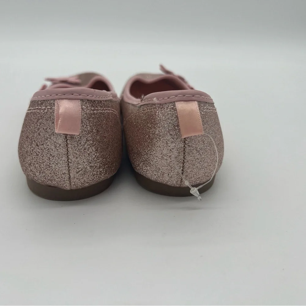 Oshkosh Girl Silver Shoes Flat Pink Flowers 12T M